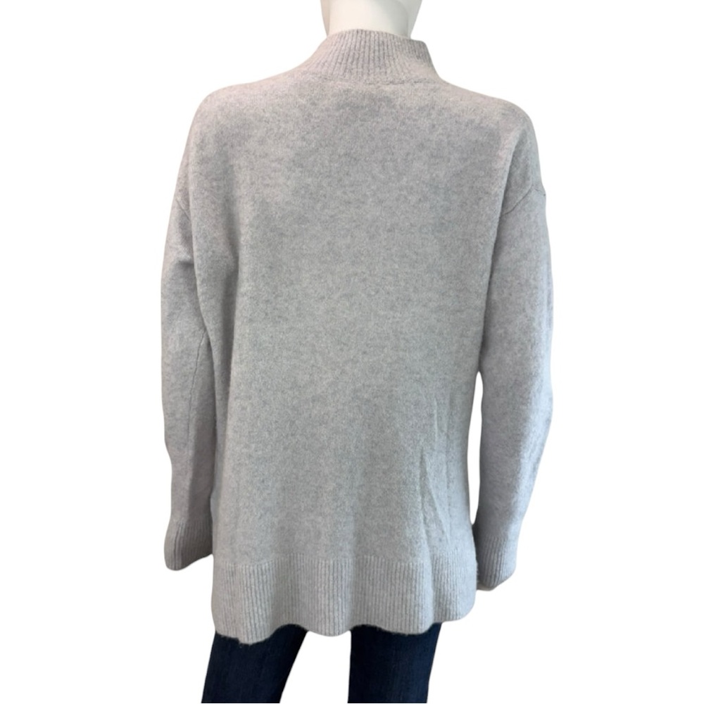 WHITE + WARREN Gray Cashmere Blend Mock Neck Sweater Size L - Picture 3 of 8